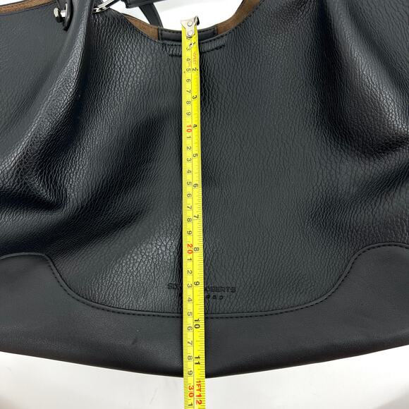 Sondra Roberts Squared Vegan Leather Tote Satchel Black Shoulder Bag Purse Large - Picture 9 of 12